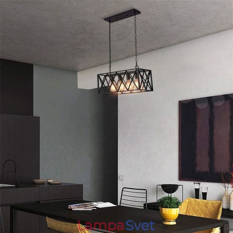 Rustikálne obdĺžnikové závesné svietidlo 4 Light Farmhouse závesné svetlo