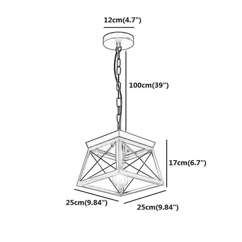Vintage lichobežníkový prívesok ľahký kov čierne závesné svetlo