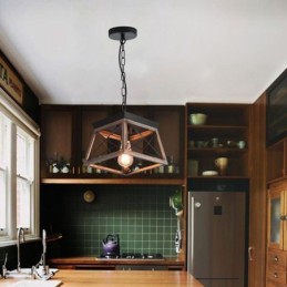 Vintage lichobežníkový prívesok ľahký kov čierne závesné svetlo