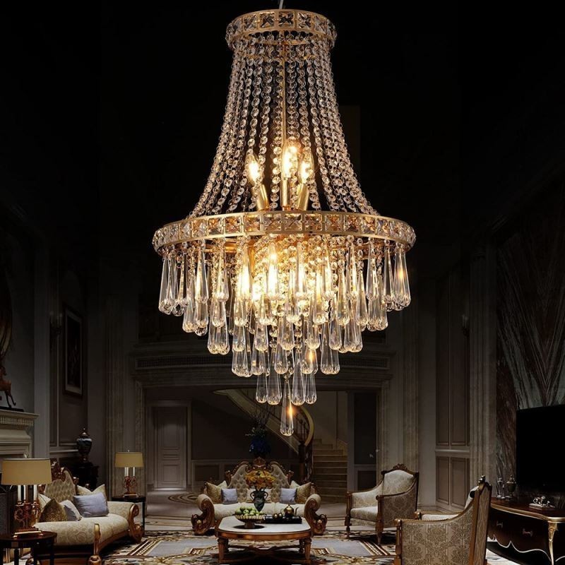Moderný krištáľový luster Súčasné elegantné stropné svietidlo Duplex schodisko
