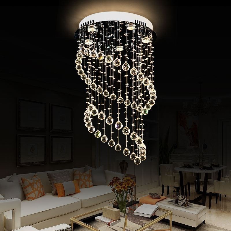 Moderný krištáľový luster okrúhle stropné svietidlo Raindrop