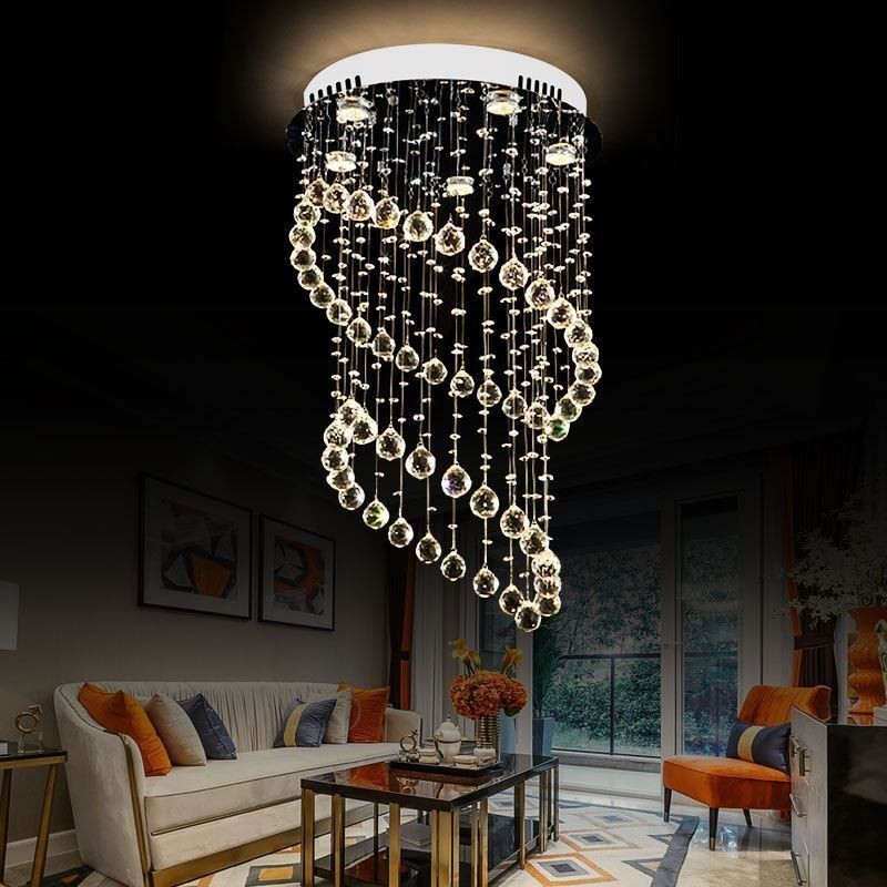 Moderný krištáľový luster okrúhle stropné svietidlo Raindrop