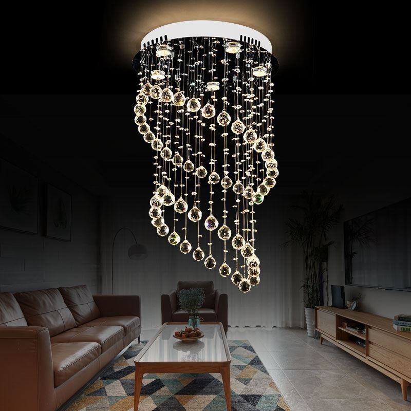Moderný krištáľový luster okrúhle stropné svietidlo Raindrop