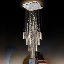 Moderný štvorcový krištáľový luster Moderné elegantné stropné svietidlo Duplex schodisko