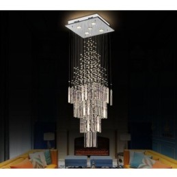 Moderný štvorcový krištáľový luster Moderné elegantné stropné svietidlo Duplex schodisko