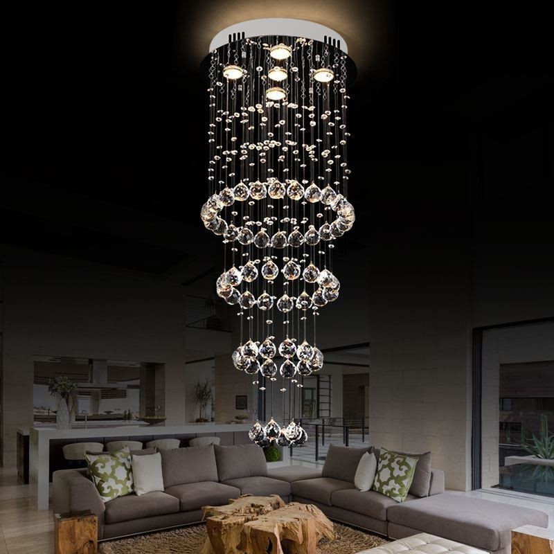 Krištáľový luster Moderné elegantné stropné svietidlo Duplex schodisko
