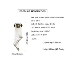 Elegantný krištáľový luster Stropné svietidlá Raindrop Foyer