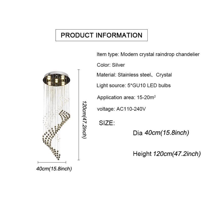 Elegantný krištáľový luster Stropné svietidlá Raindrop Foyer