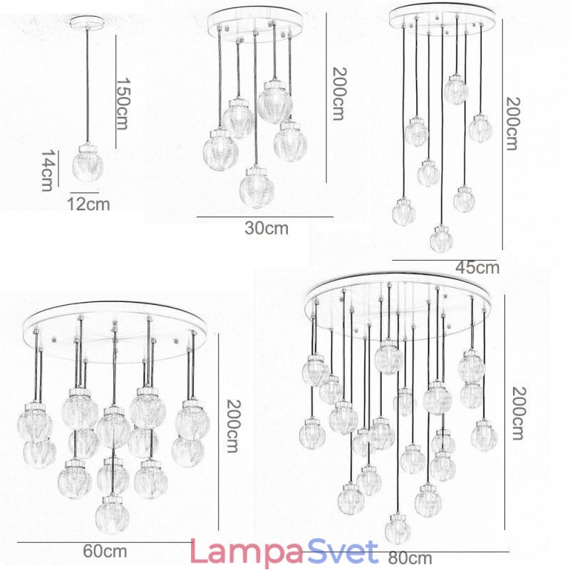 Závesná lampa American Cluster Light Luxusné sklenené guľové stropné svietidlo