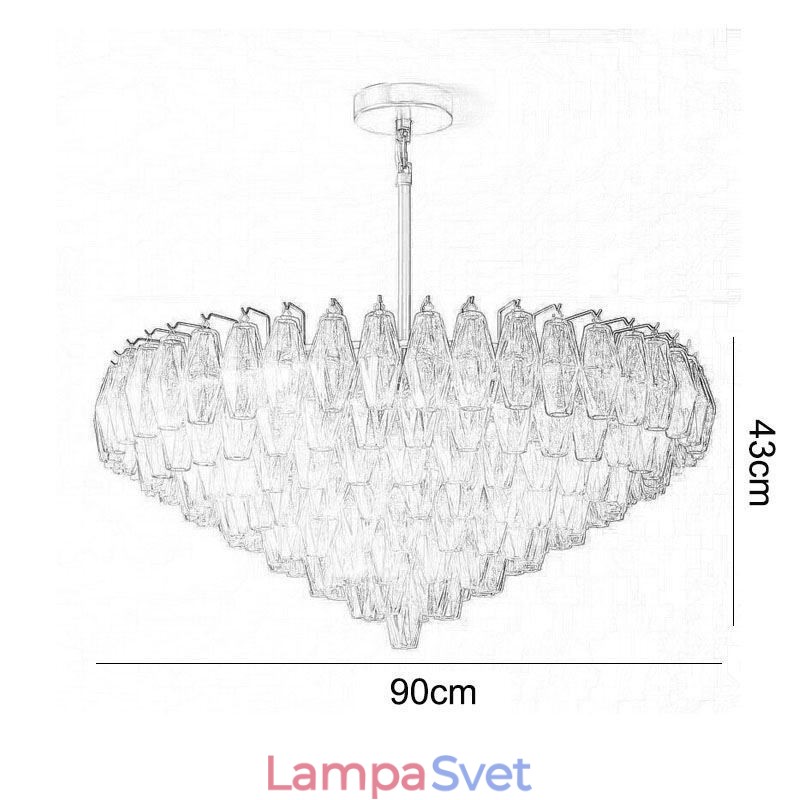 Americké závesné svietidlo Sklenené stropné svietidlo Jantárové priehľadné 90 cm 14 svetiel