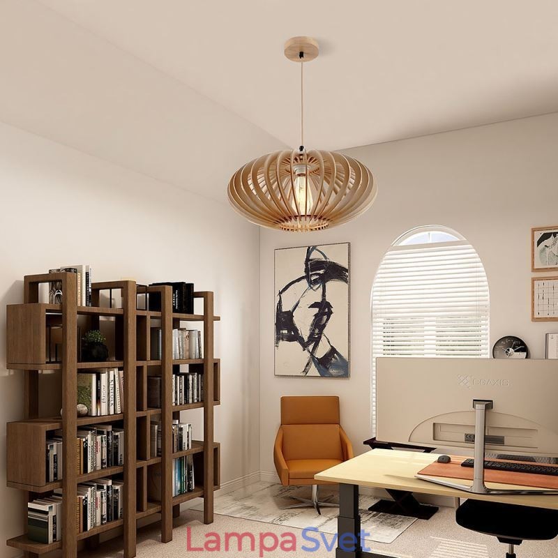 Oválne drevené tienidlo na lampu z lipového dreva 17 cm