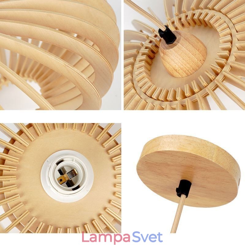 Oválne drevené tienidlo na lampu z lipového dreva 17 cm
