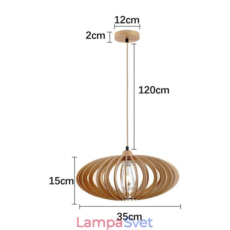 Oválne drevené tienidlo na lampu z lipového dreva 17 cm