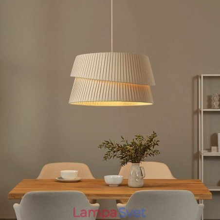 Závesná stropná dvojvrstvová látková lampa s tienidlom vo francúzskom krémovom štýle Závesná stropná dvojvrstvová látková lampa s tienidlom vo francúzskom krémovom štýle