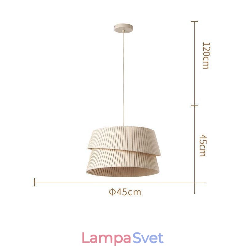 Závesná stropná dvojvrstvová látková lampa s tienidlom vo francúzskom krémovom štýle
