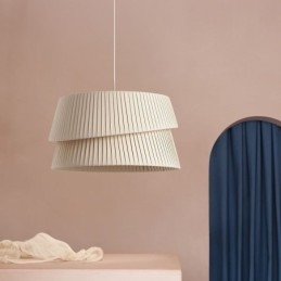 Závesná stropná dvojvrstvová látková lampa s tienidlom vo francúzskom krémovom štýle