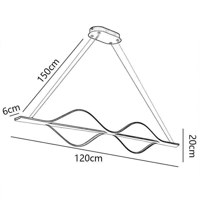 Závesné minimalistické svetelné vlnové stropné svietidlo