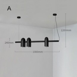 Stropné svietidlo z tepaného železa Závesné svietidlo v tvare U 90 otočné tienidlo
