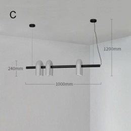 Stropné svietidlo z tepaného železa Závesné svietidlo v tvare U 90 otočné tienidlo
