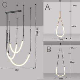 Závesné svetlo Creative Line Bamboo Stropné svetlo čierne zlato