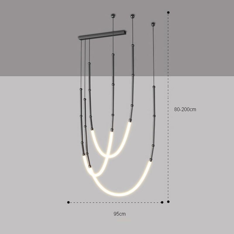 Závesné svetlo Creative Line Bamboo Stropné svetlo čierne zlato