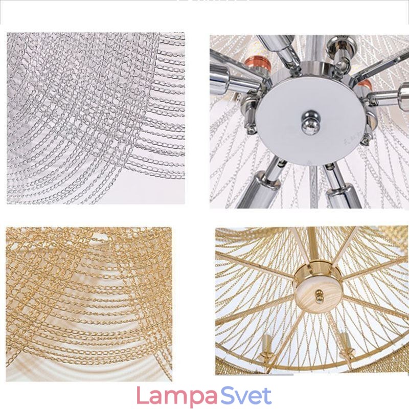 Hliníkové prívesné svietidlo na retiazku Creative Light Luxusné strapcové ozdobné svetlo zlaté strieborné