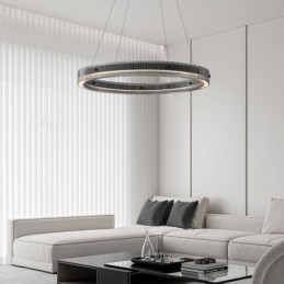 Sklenené závesné svietidlo 60 80CM kruhové stropné svietidlo plynule stmievateľné s diaľkovým ovládaním