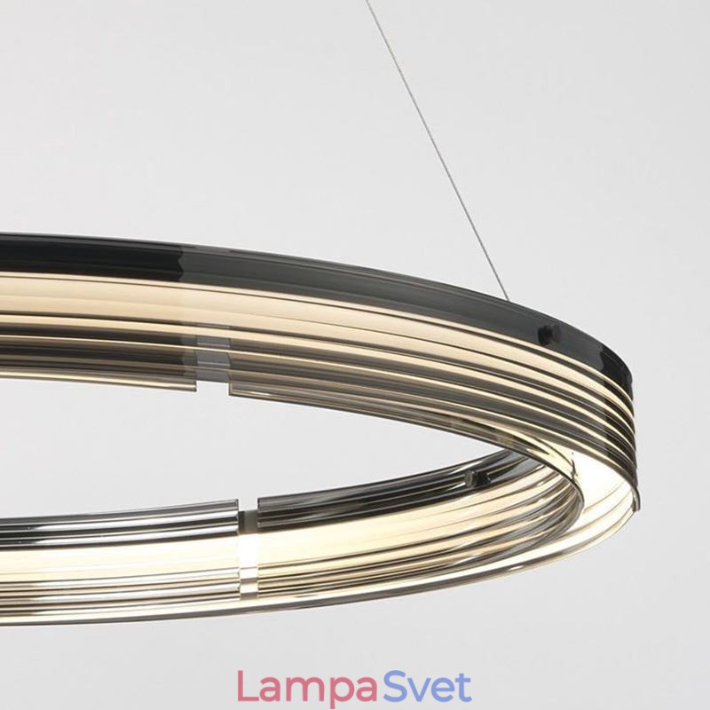 Sklenené stropné svietidlo 60+80CM Kruhová dekorácia Dvojkruhové závesné svetlo Trichromatické stmievanie