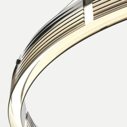 Sklenené stropné svietidlo 60+80CM Kruhová dekorácia Dvojkruhové závesné svetlo Trichromatické stmievanie