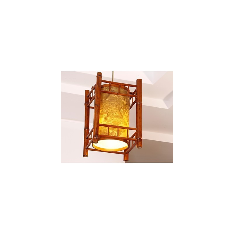 Retro lampášový drevený bambusový luster