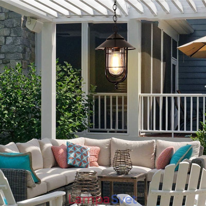 American Retro Outdoor Light Waterproof Birdcage Tvar Pendant Light Garden