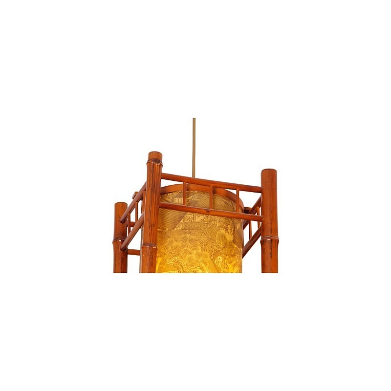 Retro lampášový drevený bambusový luster