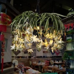 Závesná lampa v priemyselnom štýle Luster s umelou rastlinou