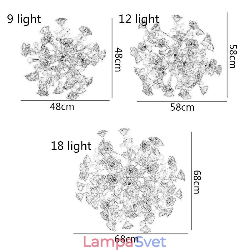 Luxusný závesný keramický luster s červenými kvetmi