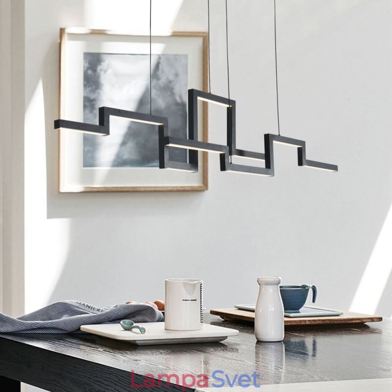 Moderný závesný svetlý akrylový čierny luster