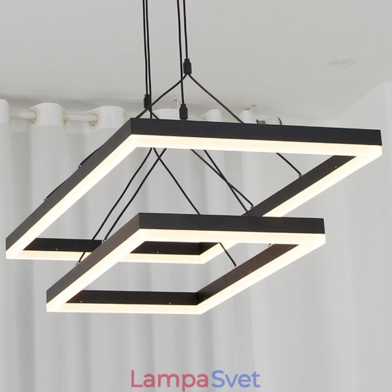 Moderný rámový závesný svetlý akrylový čierny luster