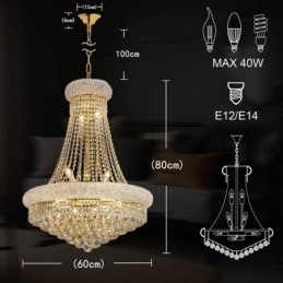 Luster v tvare koruny Luxusné krištáľové závesné svietidlo