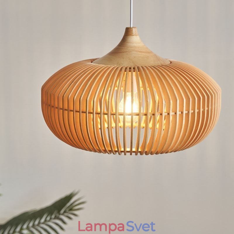 Prívesok s dreveným rámom Luster v tvare tekvice