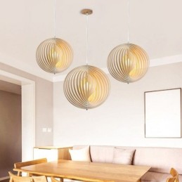 Moderný okrúhly guľový luster Závesná lampa z lipového dreva