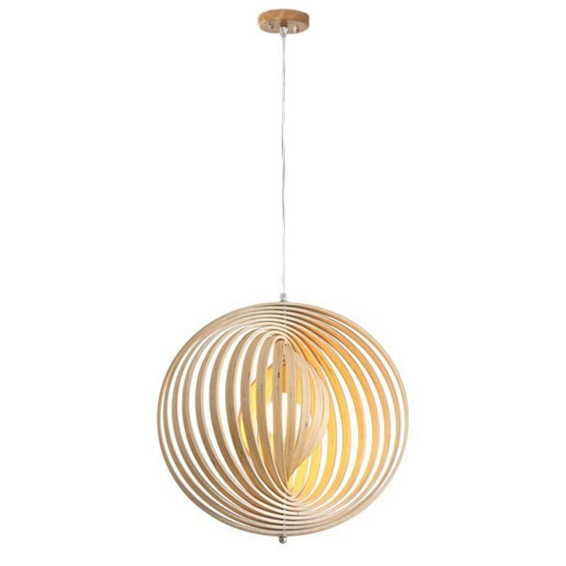 Moderný okrúhly guľový luster Závesná lampa z lipového dreva