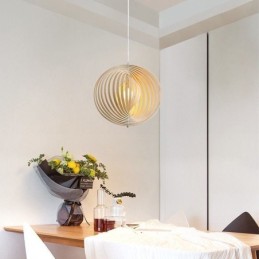 Moderný okrúhly guľový luster Závesná lampa z lipového dreva
