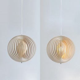 Moderný okrúhly guľový luster Závesná lampa z lipového dreva