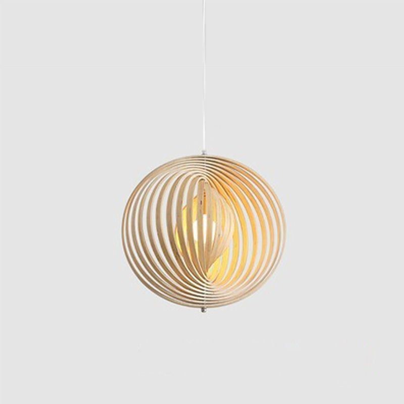 Moderný okrúhly guľový luster Závesná lampa z lipového dreva