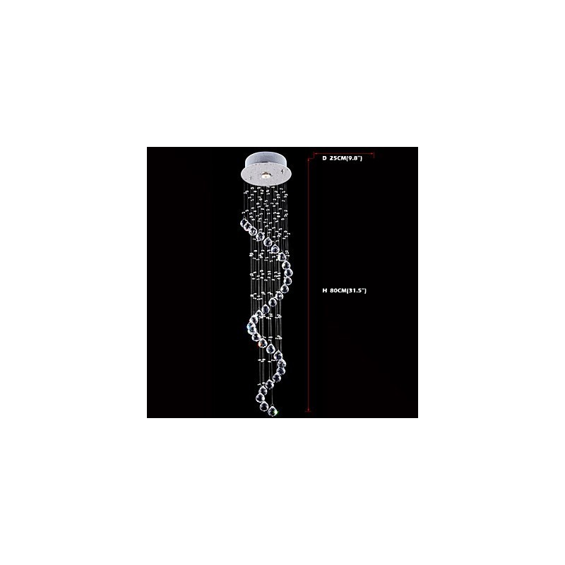 Krištáľové závesné svietidlo Luster Osvetlenie 1 Svetlá Strieborné Canpoy Clear K9 Crystal Helix Stropné svietidlá H80CM