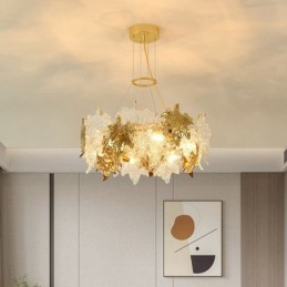 Závesné svetlo z javorového listu European Home Decor Sklenený luster