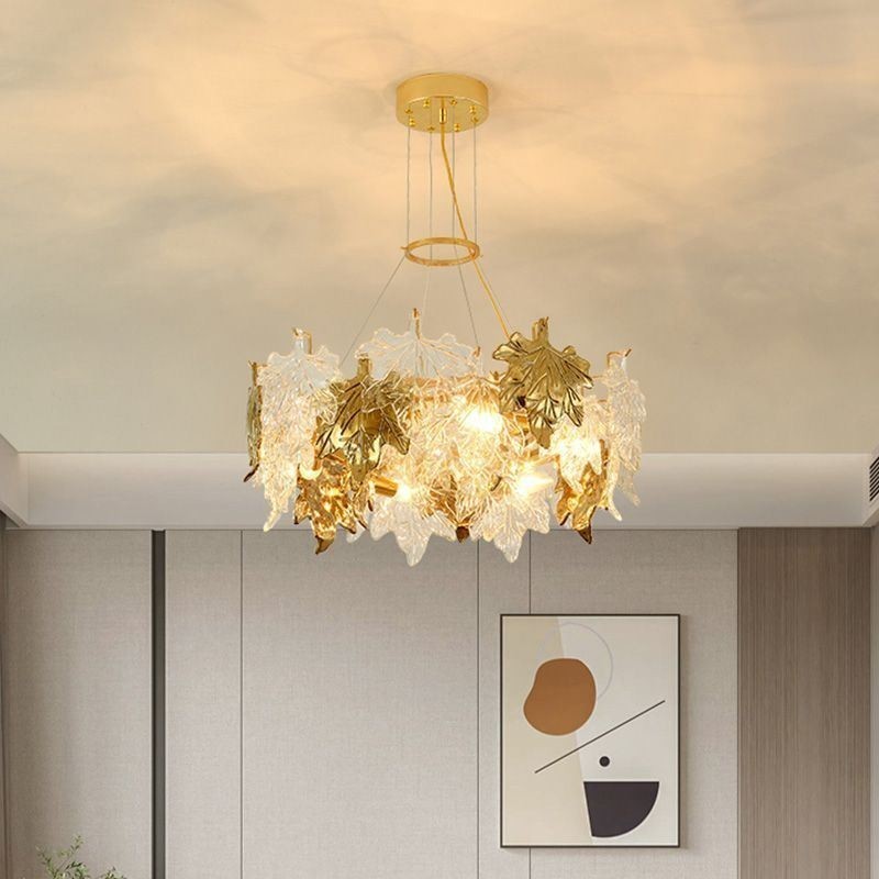 Závesné svetlo z javorového listu European Home Decor Sklenený luster