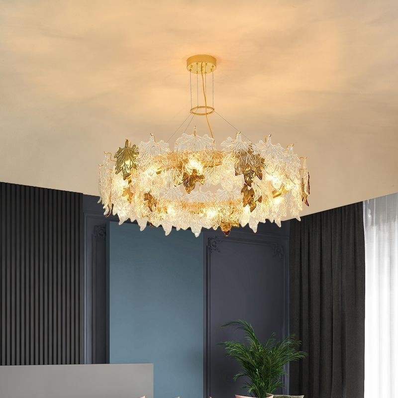 Závesné svetlo z javorového listu European Home Decor Sklenený luster