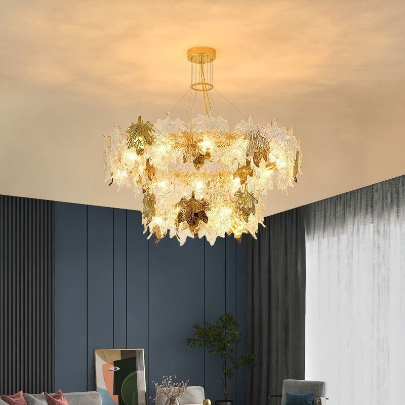 Závesné svetlo z javorového listu European Home Decor Sklenený luster