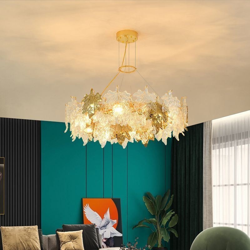 Závesné svetlo z javorového listu European Home Decor Sklenený luster