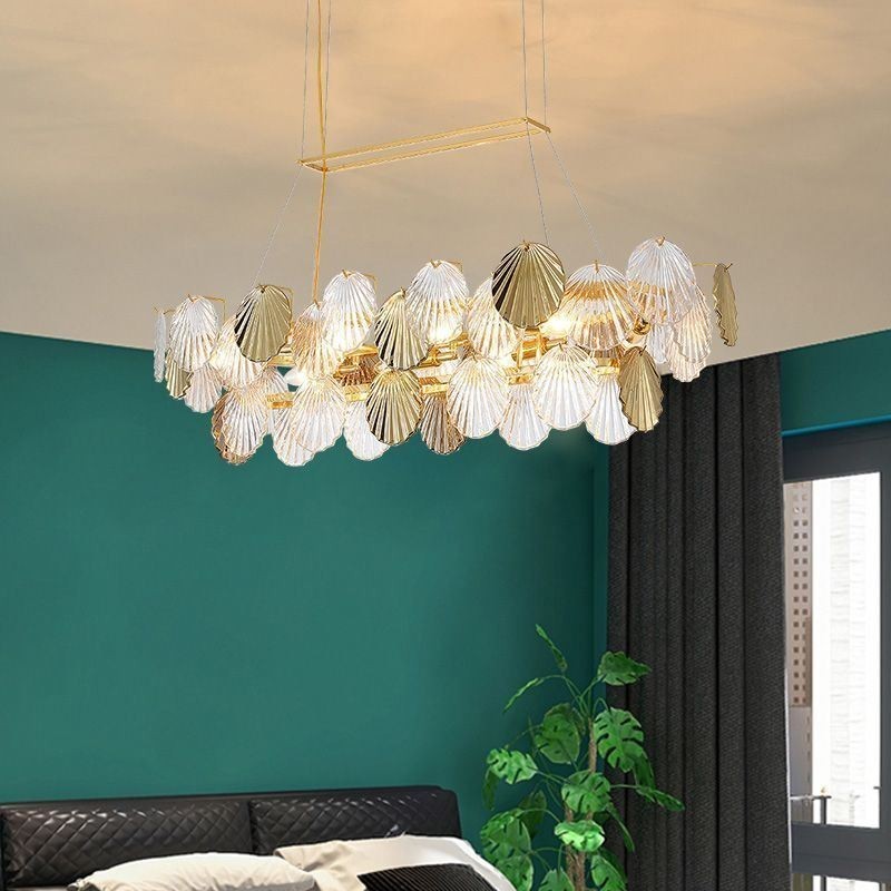Luxusný sklenený luster Módna lampa Tvar škrupiny Sklenená závesná lampa